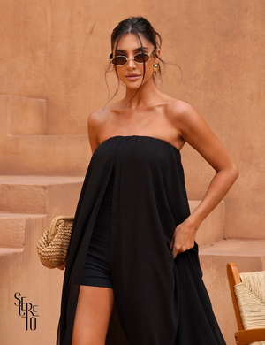 Vestido Longo T.Q.C com Macaquinho Julia Preto