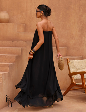 Vestido Longo T.Q.C com Macaquinho Julia Preto