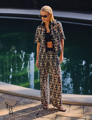 Conjunto Renda Guipure Floral Beatriz Preto (Não Acompanha Top)