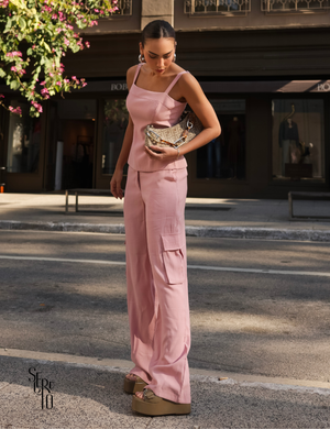 Conjunto Blusa e Calça Cargo Erika Rosa