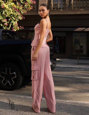 Conjunto Blusa e Calça Cargo Erika Rosa