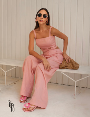Conjunto Cropped e Calça Linho Cristina Rosa