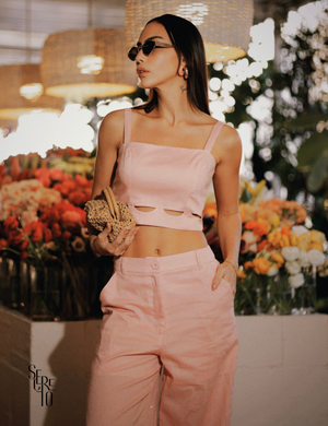 Conjunto Cropped e Calça Linho Cristina Rosa