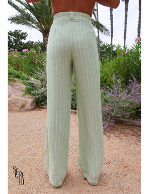 Conjunto Listrado Max Chemise e Calça Andrea Verde Menta