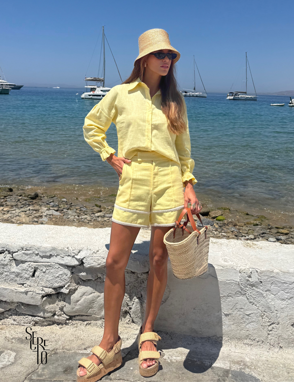 Short Linho Simone Amarelo
