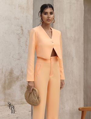 Conjunto Blazer e Calça Alfaiataria Joyce Papaya