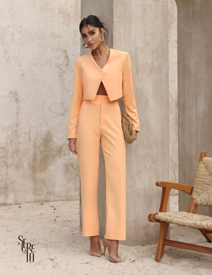 Conjunto Blazer e Calça Alfaiataria Joyce Papaya