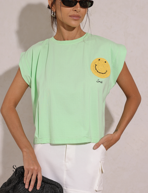 T-Shirt Detalhe Crochet Paula Verde