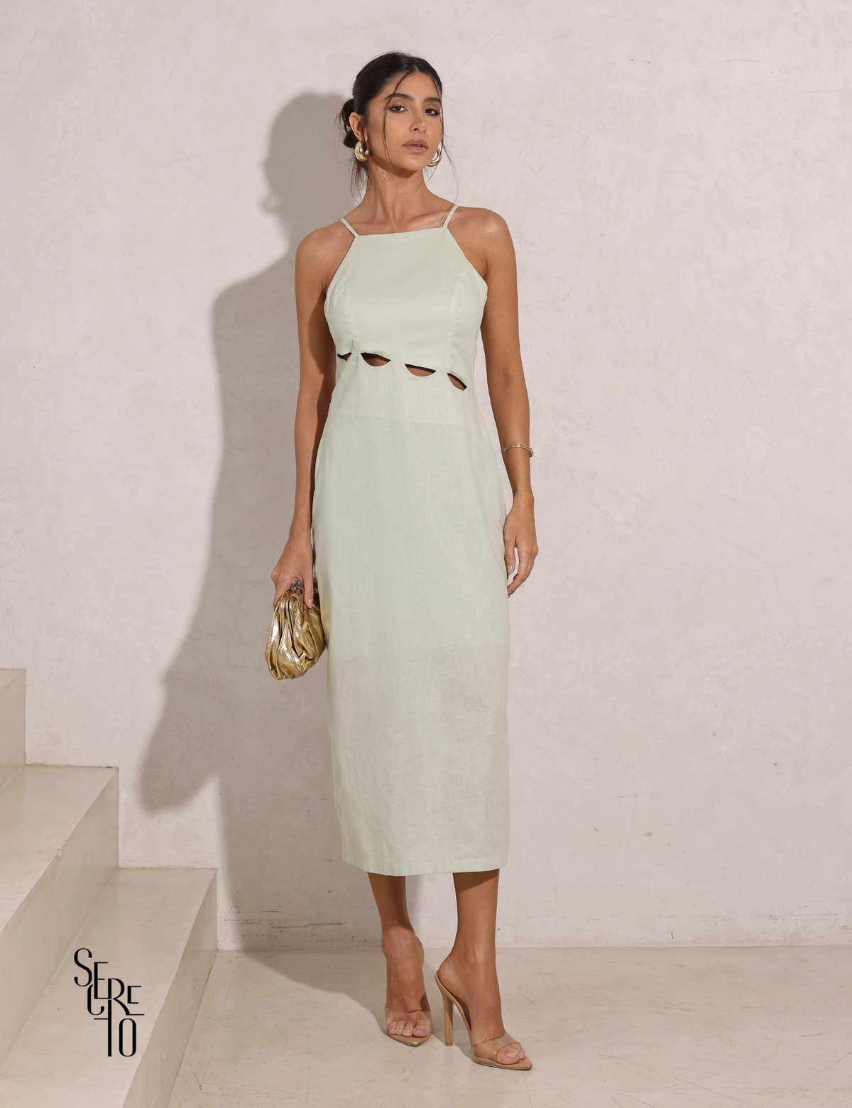 Vestido Midi Linho Luiza Verde