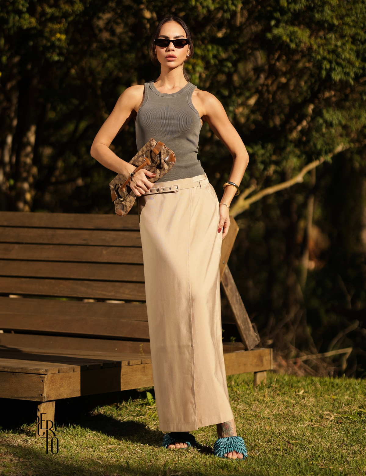 Saia Longa Transpassado Janny Bege