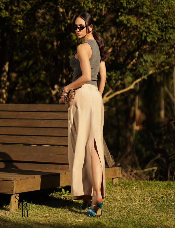 Saia Longa Transpassado Janny Bege