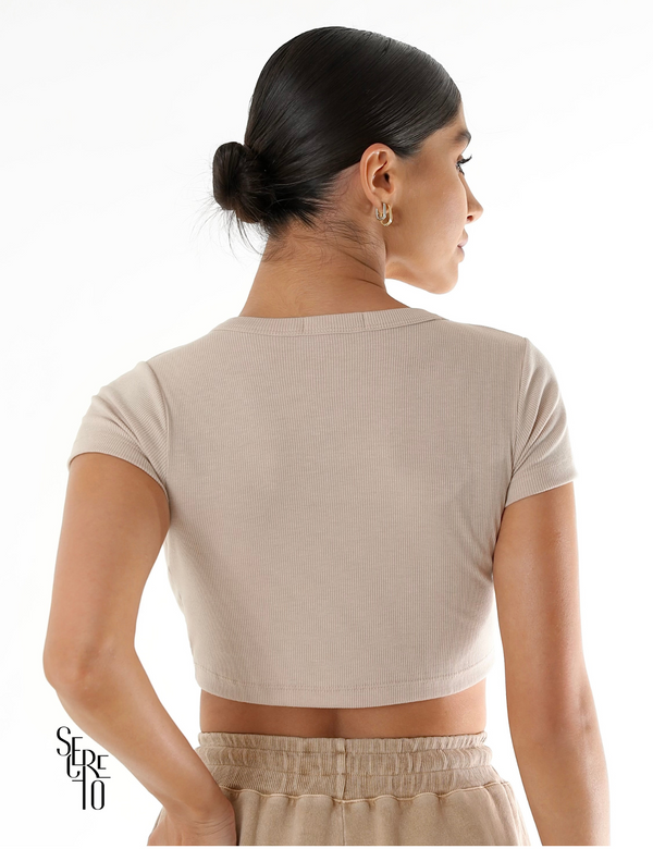 Cropped Canelado Lidia Areia