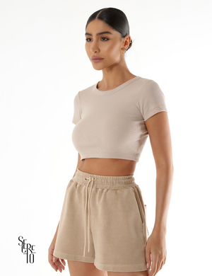 Cropped Canelado Lidia Areia