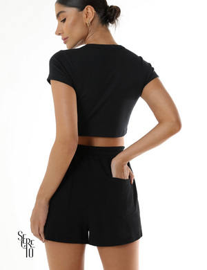 Short Moletom Estonado Izabel Preto