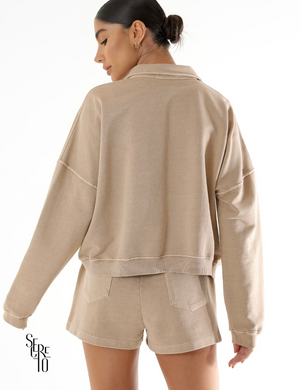 Blusa Moletom Estonado Pietra Areia