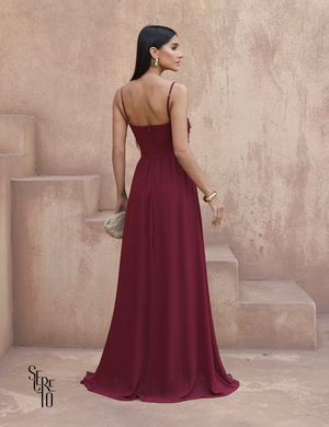 Secreto Vestido Longo Argola no Busto Paula Marsala