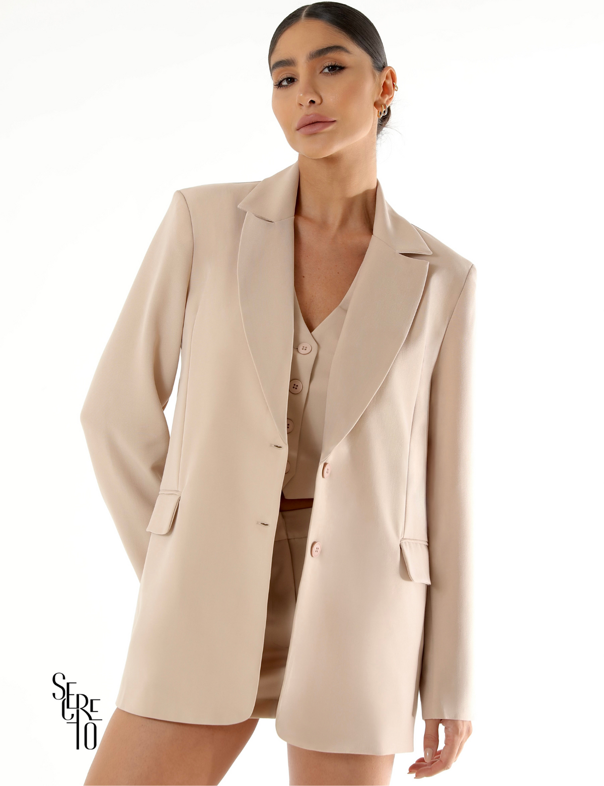 Blazer Oversized Alfaiataria Estafani Areia