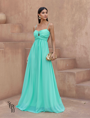 Secreto Vestido Longo Argola no Busto Paula Verde Menta