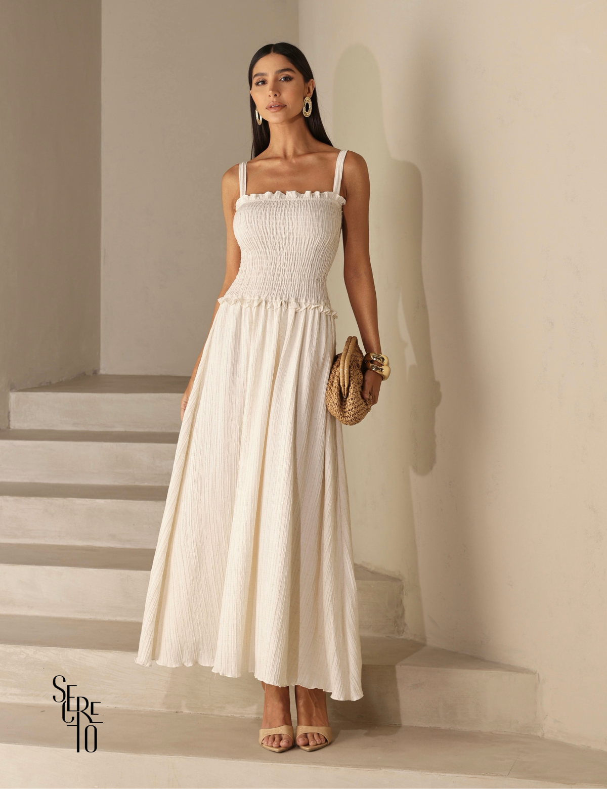 Vestido Longuete Lastex Hae Natural