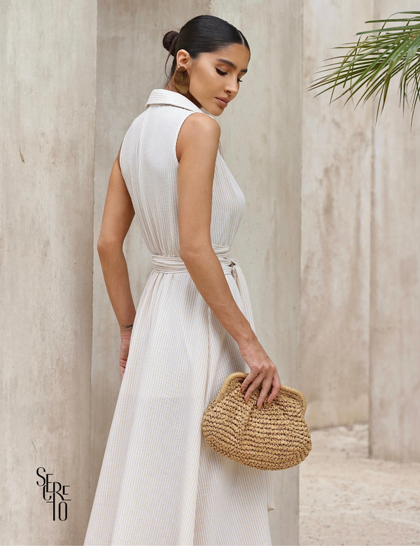 Vestido Longuete Chemise Adriana Bege