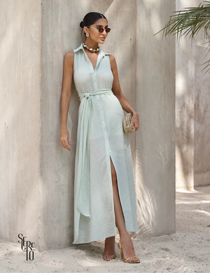 Vestido Longuete Chemise Adriana Verde Menta