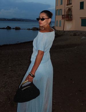 Conjunto Blusa e Calça Tule Pammela Azul Claro