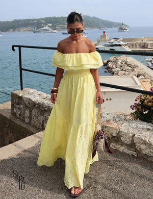 Vestido Longuete Laise Ombro a Ombro Alicia Camomila