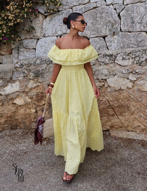 Vestido Longuete Laise Ombro a Ombro Alicia Camomila