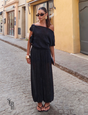 Conjunto Blusa e Calça Tule Pammela Preto