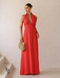 Vestido Longo Halter Neck Costas Abertas Celia Vermelho