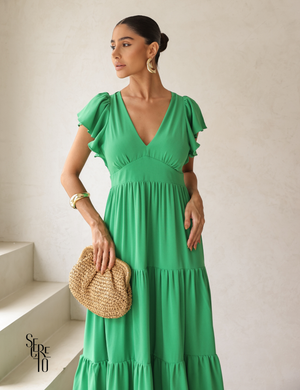 Vestido Longuete Camadas Lazza Verde