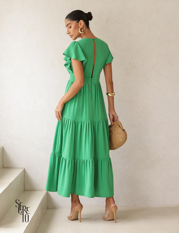 Vestido Longuete Camadas Lazza Verde