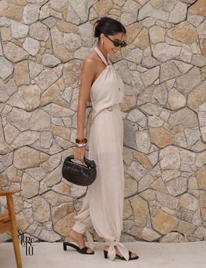 Conjunto Blusa e Calça Visco Veve Areia