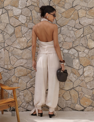 Conjunto Blusa e Calça Visco Veve Areia