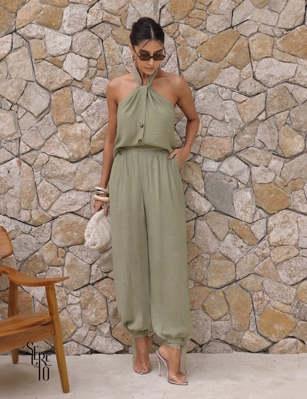 Conjunto Blusa e Calça Visco Veve Verde Pistache