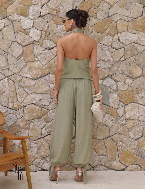 Conjunto Blusa e Calça Visco Veve Verde Pistache