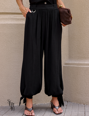 Conjunto Blusa e Calça Visco Veve Preto