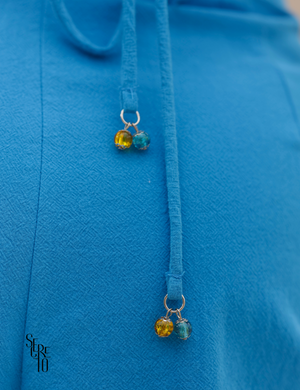 Conjunto Cropped e Short Linho Lari Azul