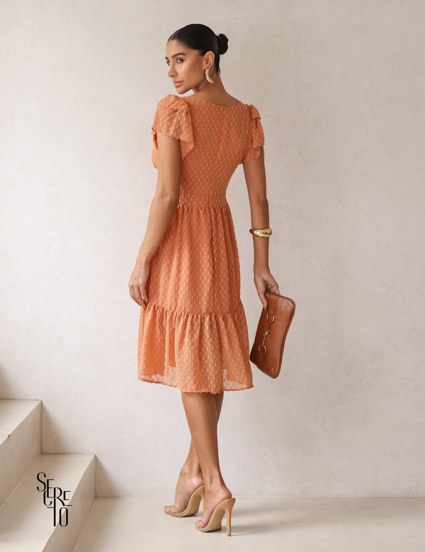 Vestido Midi Texturizado com Babados Tania Pêssego