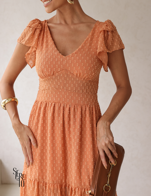 Vestido Midi Texturizado com Babados Tania Pêssego