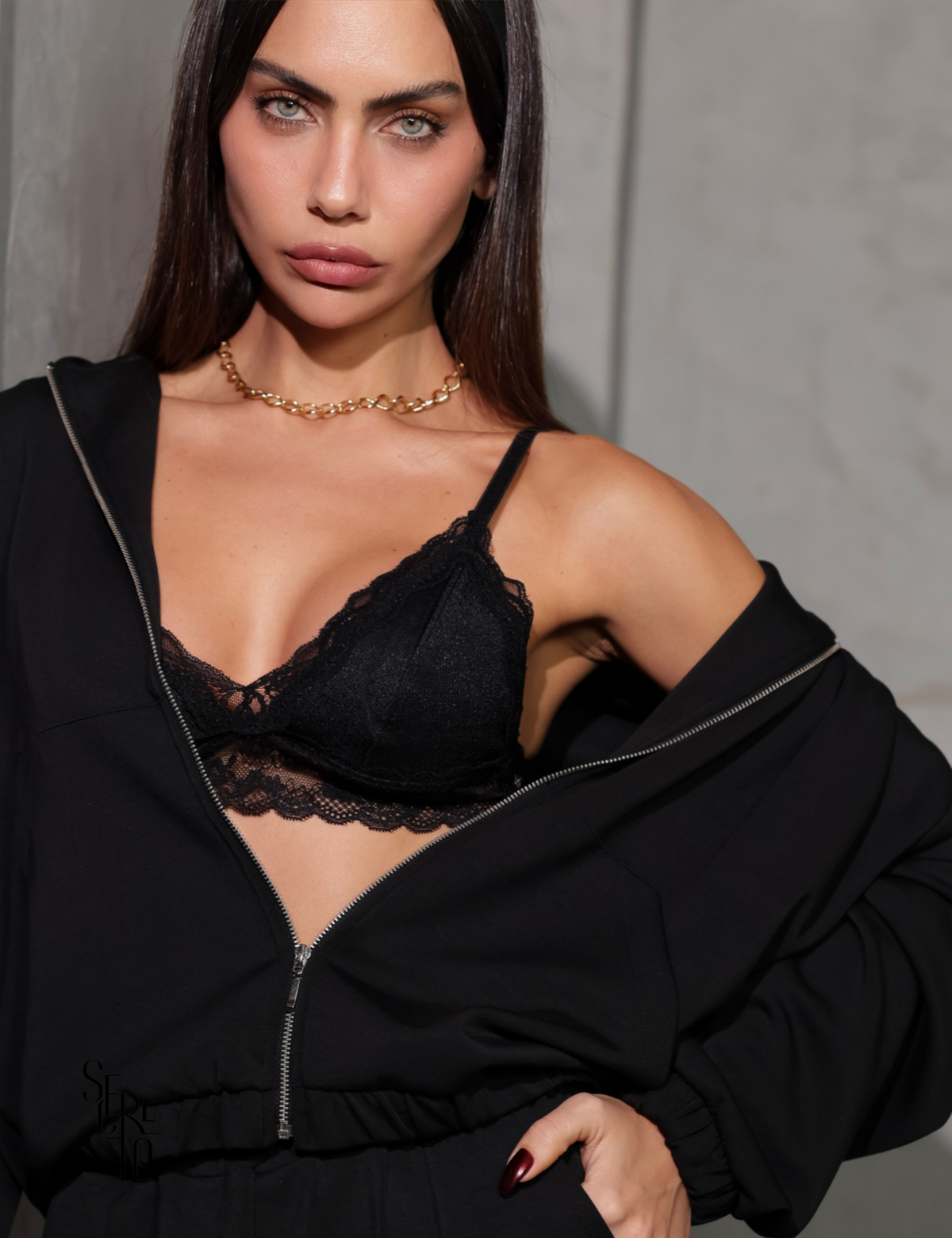 Top Renda Feminino Julia Preto