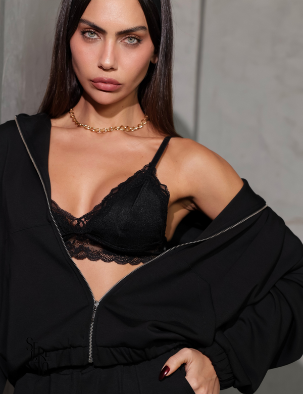 Top Renda Feminino Julia Preto