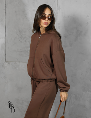 Conjunto Moletom Liso Raffa Marrom