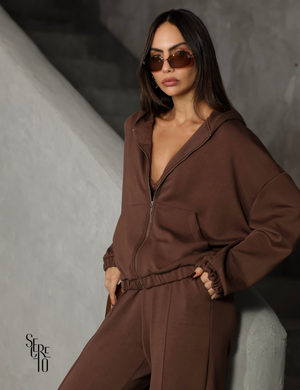 Conjunto Moletom Liso Raffa Marrom