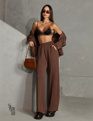 Conjunto Moletom Liso Raffa Marrom