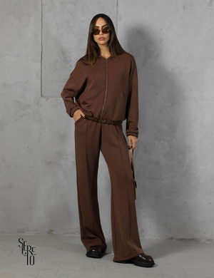 Conjunto Moletom Liso Raffa Marrom