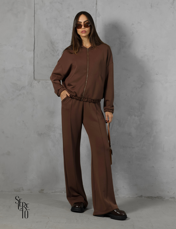 Conjunto Moletom Liso Raffa Marrom