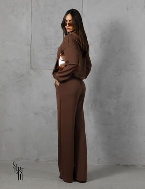 Conjunto Moletom Liso Raffa Marrom