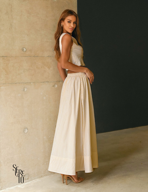 Conjunto Blusa e Saia Listrado Mila Manteiga