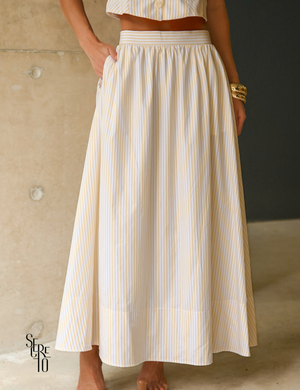 Conjunto Blusa e Saia Listrado Mila Manteiga